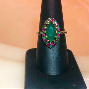 🌺Beautiful Emerald & Ruby GP/925 Marquise Ring!